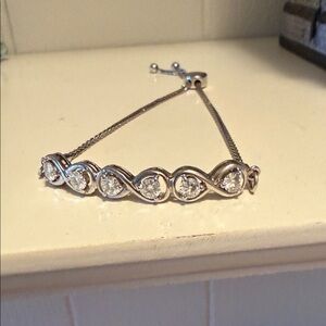 Moissanite Sterling Silver Slide Bolo Bracelet